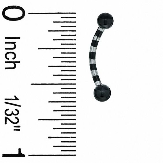 016 Gauge Black Stripe Curved  Barbell Set in Stainless Steel