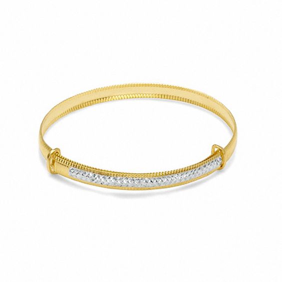 Child's Adjustable 10K Gold 4mm Diamond-Cut Flex Bangle