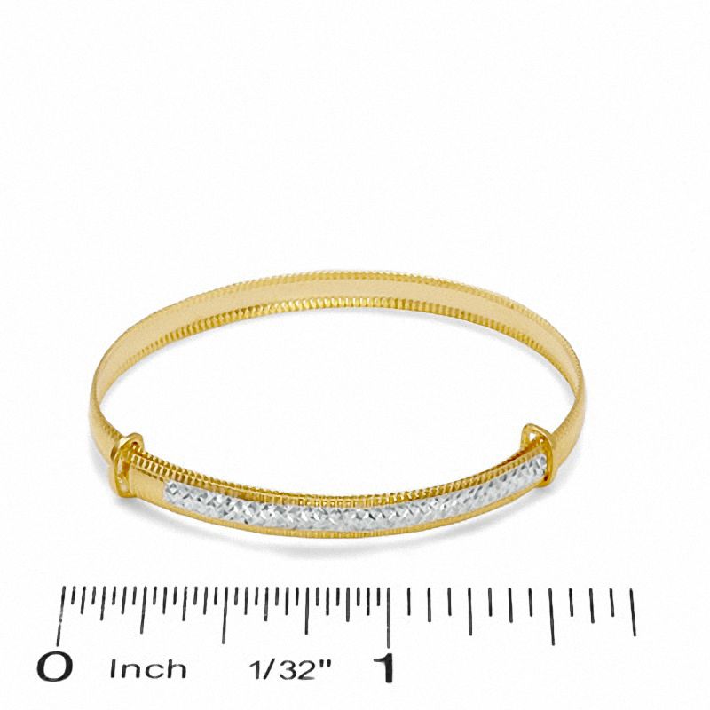 Main Image 2 of Child's Adjustable 10K Gold 4mm Diamond-Cut Flex Bangle