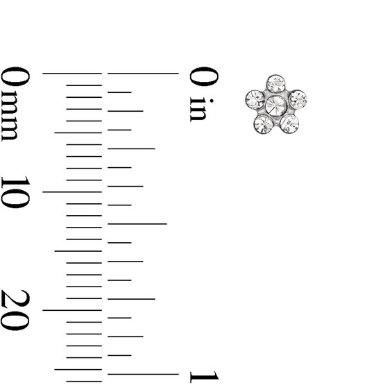 White Crystal Daisy Stud Piercing Earrings in 14K Solid White Gold