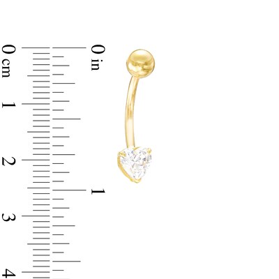 10K Semi-Solid Gold CZ Heart Belly Button Ring