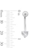 Thumbnail Image 2 of 10K Semi-Solid White Gold CZ Heart Belly Button Ring - 14G 3/8&quot;