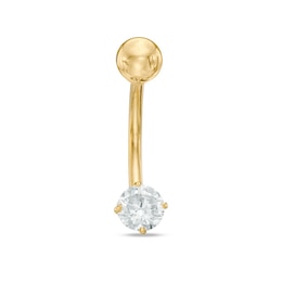 10K Semi-Solid Gold Round CZ Curved Barbell - 14G 7/16&quot;