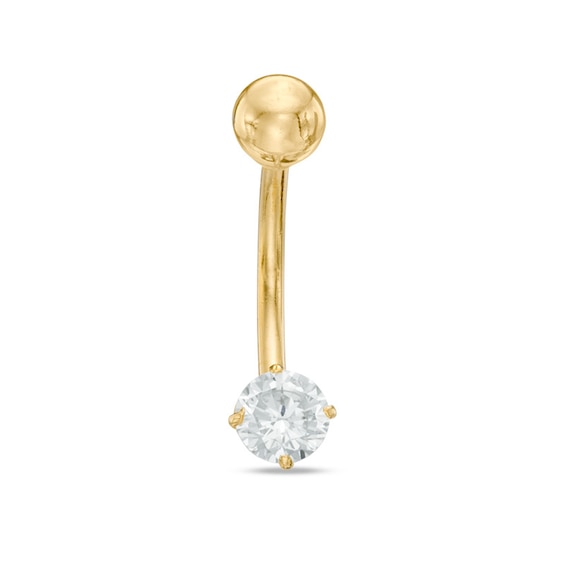10K Semi-Solid Gold Round CZ Curved Barbell - 14G 7/16"