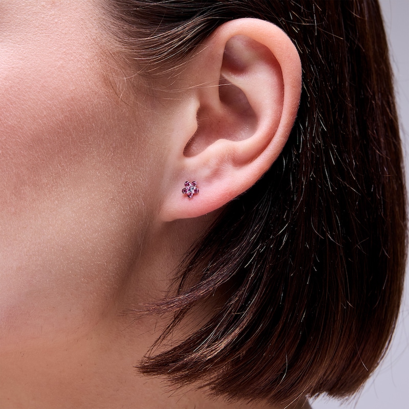 Main Image 2 of Rose Crystal Daisy Stud Piercing Earrings in 14K Solid White Gold