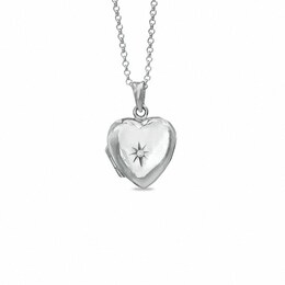 Cubic Zirconia Star Heart Locket in Sterling Silver