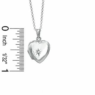 Cubic Zirconia Star Heart Locket in Sterling Silver