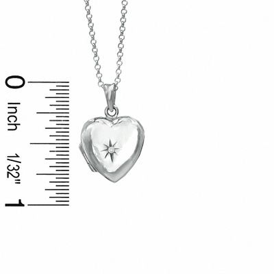 Cubic Zirconia Star Heart Locket in Sterling Silver