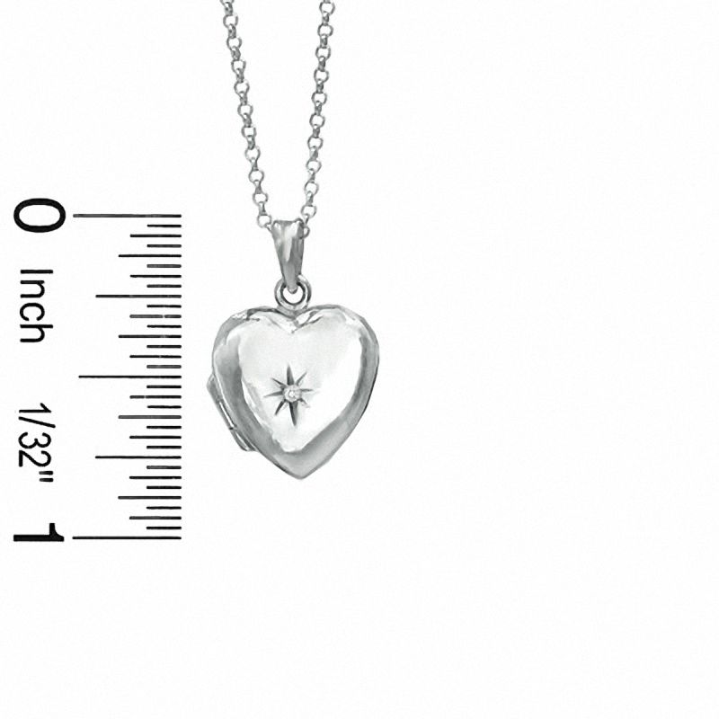 Cubic Zirconia Star Heart Locket in Sterling Silver