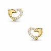 Thumbnail Image 0 of Cubic Zirconia Dolphin Heart Stud Earrings in 10K Gold