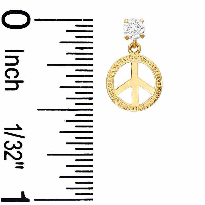 Main Image 2 of Cubic Zirconia Peace Dangle Earrings in 10K Gold