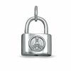 Diamond Accent Peace Sign Padlock Charm in Sterling Silver