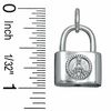Diamond Accent Peace Sign Padlock Charm in Sterling Silver