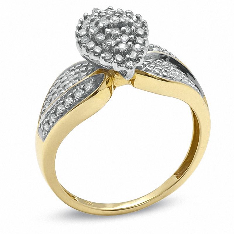 Main Image 2 of 1/4 CT. T.W. Diamond Marquise Cluster Ring in 10K Gold - Size 7