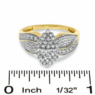 1/4 CT. T.W. Diamond Marquise Cluster Ring in 10K Gold - Size 7