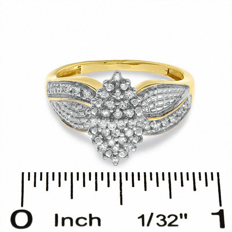 Main Image 3 of 1/4 CT. T.W. Diamond Marquise Cluster Ring in 10K Gold - Size 7
