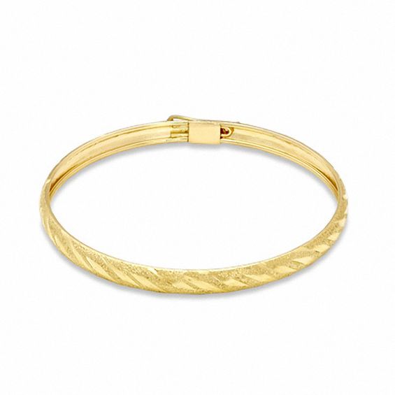 Child's Adjustable 10K Gold 3.5mm Diamond-Cut Flex Bangle
