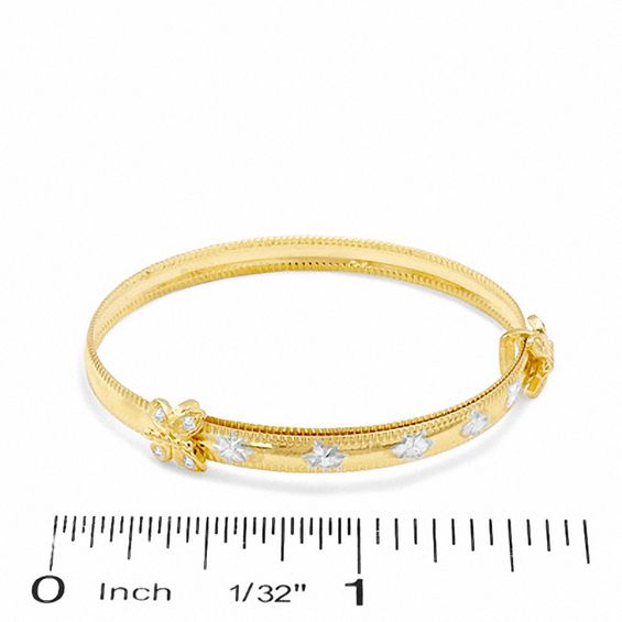 Child's Adjustable 10K Gold 3.5mm Diamond-Cut Butterfly Bangle