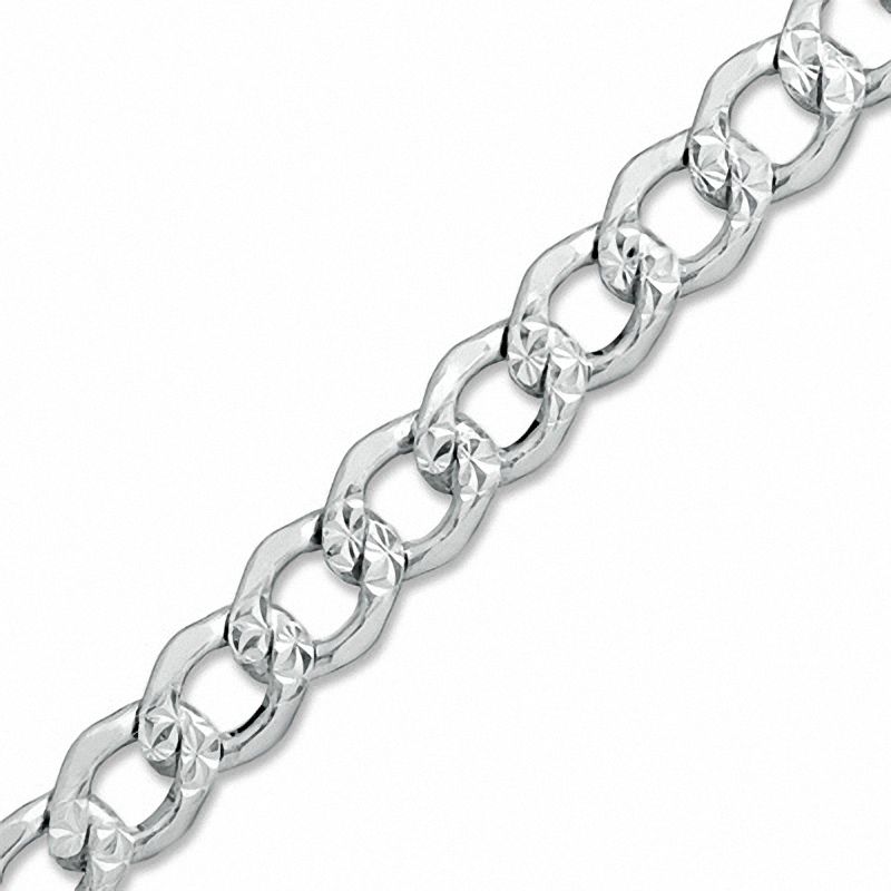 Main Image 1 of 3.7mm Pavé Curb Chain Bracelet in Sterling Silver with 14K White Gold Plate - 8"