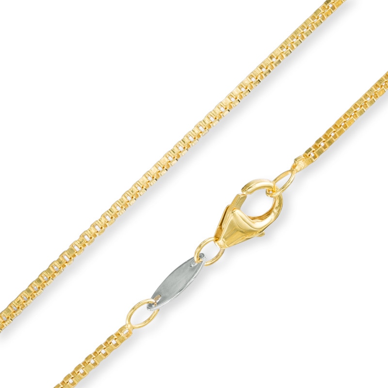 075 Gauge Box Chain Necklace in 10K Solid Gold Bonded Sterling Silver - 22"