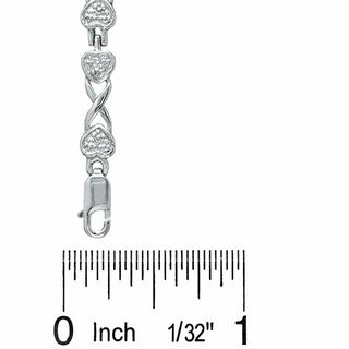 Diamond Accent Heart and "X" Bracelet in Sterling Silver