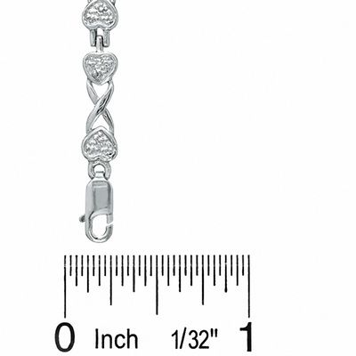 Diamond Accent Heart and "X" Bracelet in Sterling Silver