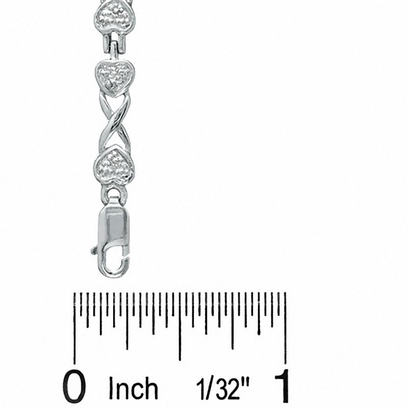 Diamond Accent Heart and "X" Bracelet in Sterling Silver