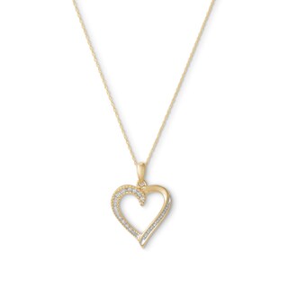 10K Gold 1/10 CT. T.W. Diamond Milgrain Heart Pendant - 18"