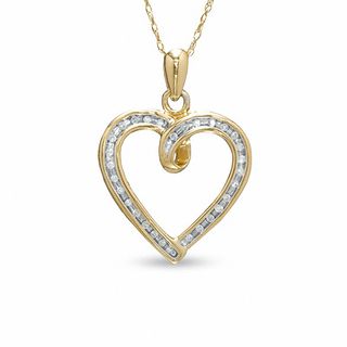 1/10 CT. T.W. Diamond Heart with Loop Pendant in 10K Gold