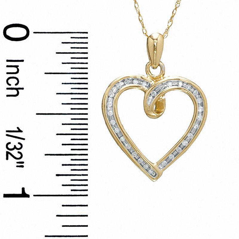 Main Image 2 of 1/10 CT. T.W. Diamond Heart with Loop Pendant in 10K Gold