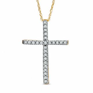1/6 CT. T.W. Diamond Cross Pendant in 10K Gold