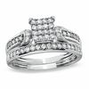 3/8 CT. T.W. Composite Princess-Cut Diamond Bypass Bridal Set in 10K White Gold