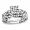 Thumbnail Image 1 of 3/8 CT. T.W. Composite Princess-Cut Diamond Bypass Bridal Set in 10K White Gold