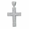 Cubic Zirconia Double Cross Charm in Sterling Silver