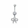 Thumbnail Image 1 of 014 Gauge Bow Belly Button Ring with Crystals in Stainless Steel