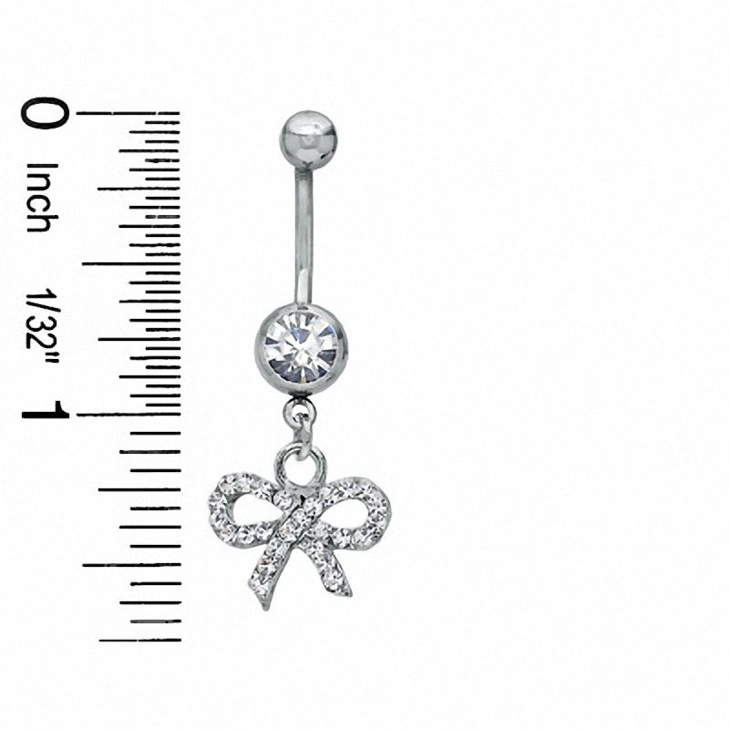 Main Image 2 of 014 Gauge Bow Belly Button Ring with Crystals in Stainless Steel