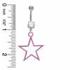 014 Gauge Pink Star Belly Button Ring with Cubic Zirconia in Stainless Steel
