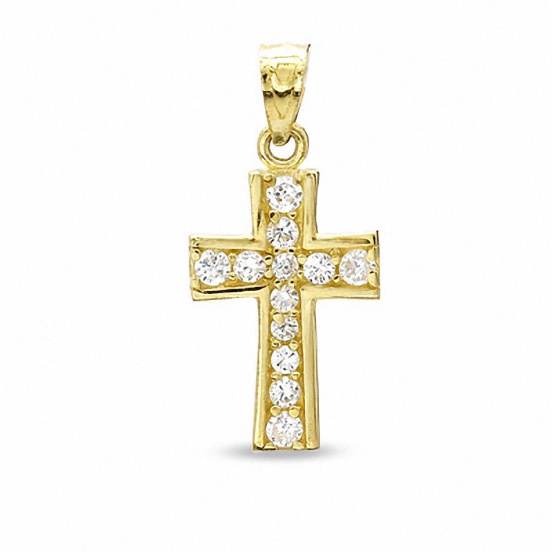 Main Image 1 of Cubic Zirconia Cross Charm in 10K Gold