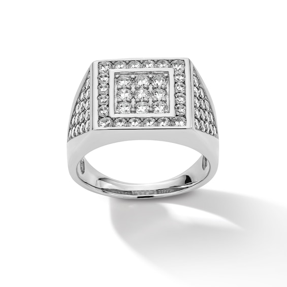 Cubic Zirconia Double Square Ring in Sterling Silver