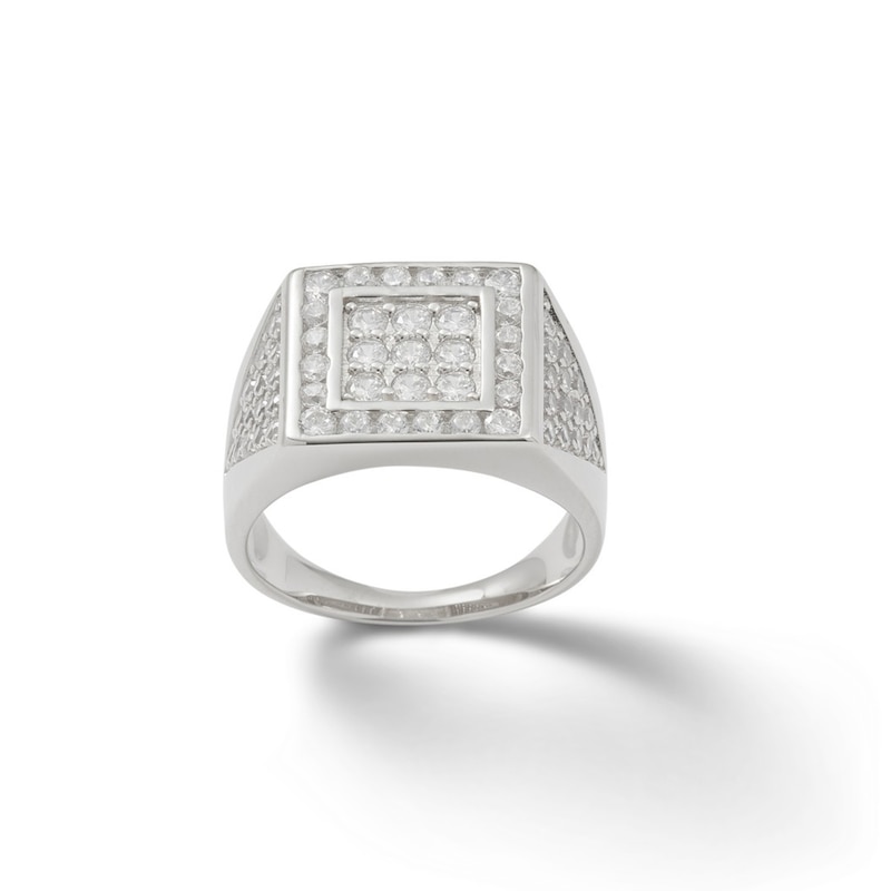 Main Image 1 of Cubic Zirconia Double Square Ring in Sterling Silver