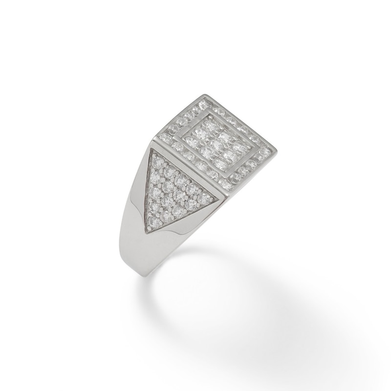 Cubic Zirconia Double Square Ring in Sterling Silver