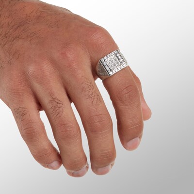 Cubic Zirconia Double Square Ring in Sterling Silver