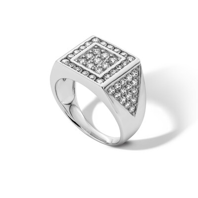 Cubic Zirconia Double Square Ring in Sterling Silver