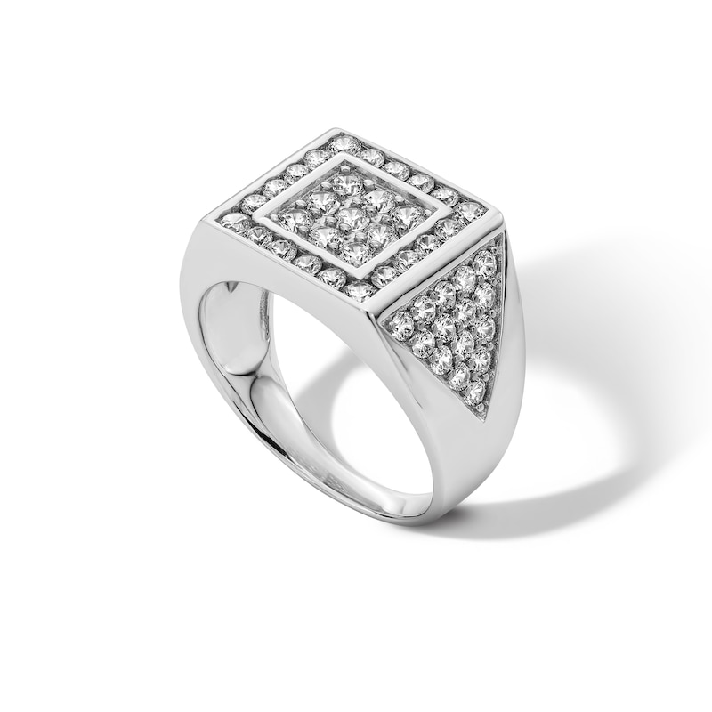 Main Image 3 of Cubic Zirconia Double Square Ring in Sterling Silver