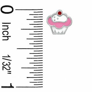 Child's Enamel Cupcake Stud Earrings in Sterling Silver
