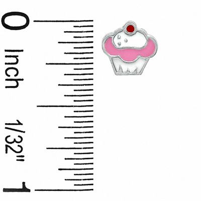 Child's Enamel Cupcake Stud Earrings in Sterling Silver