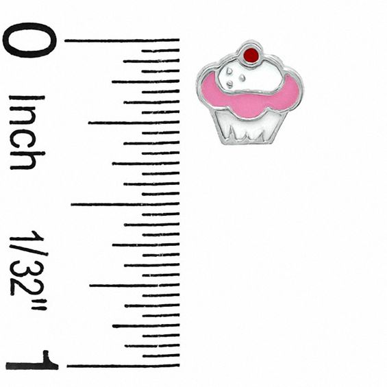 Child's Enamel Cupcake Stud Earrings in Sterling Silver