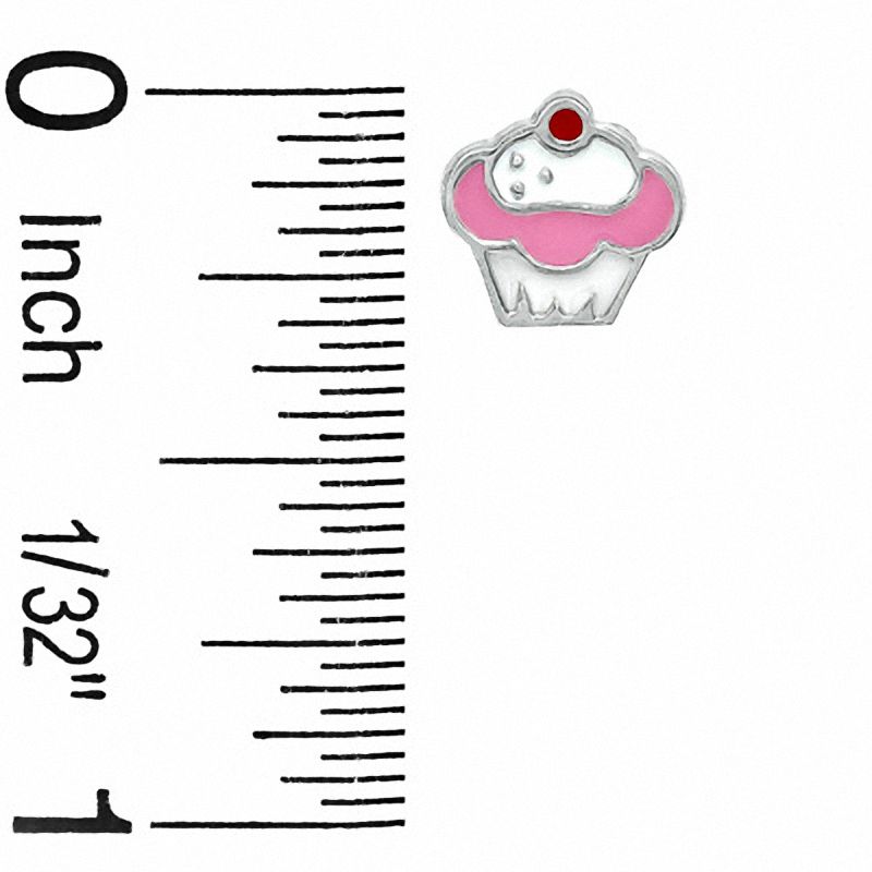Child's Enamel Cupcake Stud Earrings in Sterling Silver