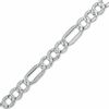 Thumbnail Image 1 of 080 Gauge Pavé Figaro Chain Bracelet in Sterling Silver and 10K Gold- 7.5"