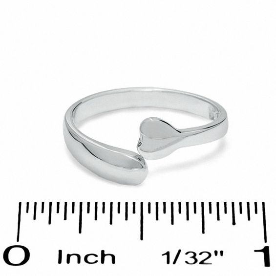 Heart Open Toe Ring in Sterling Silver